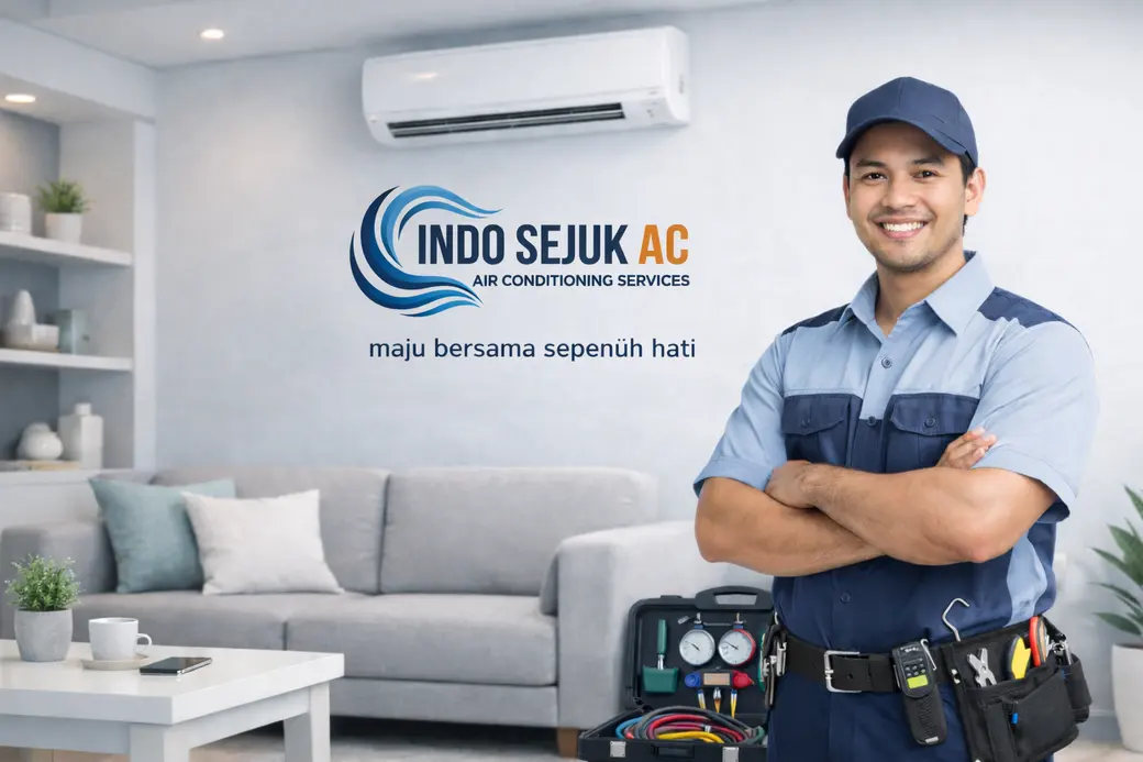 Teknisi Indo Sejuk AC di area pelanggan